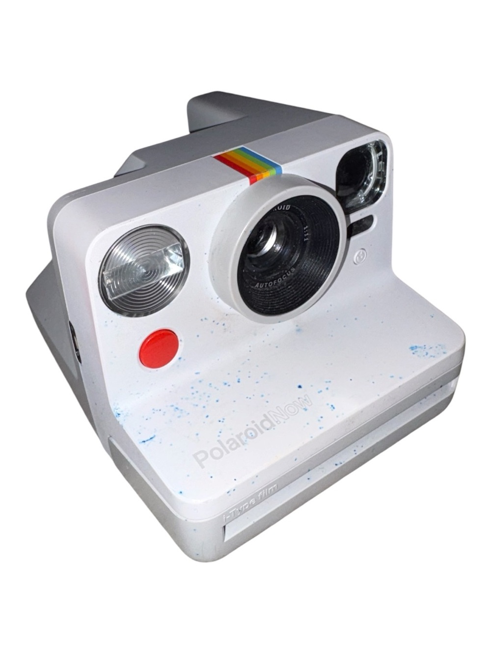 Polaroid White Instant Camera with Rainbow Stripe Accent